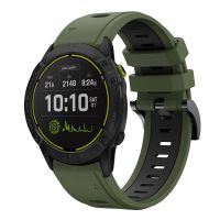 สำหรับ Garmin Enduro 26มม. ซิลิโคนกีฬาสองสีสายนาฬิกาข้อมือ (สีเขียวทหาร + สีดำ) (ขายเอง)