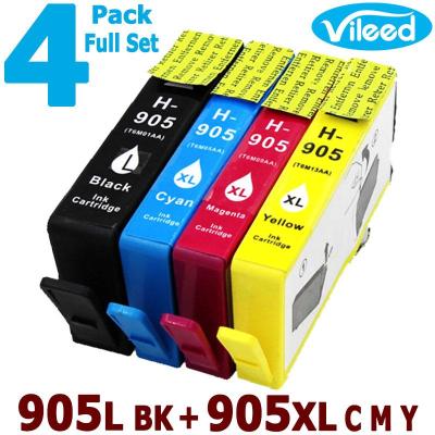 Compatible 4 Pack 905L BK 905XL C M Y Ink Cartridge 905 XL Black Cyan Magenta Yellow Full Set High Yield Capacity Print Inkjet for HP Officejet Pro 6960 6970 All-in-One Color Printer