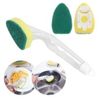 3 in1 Long Handle Cleaning Brush with Removable Brush head Sponge Soap Dispenser Dish Washing Brush Set Kitchen Gadgets Tools Cleaning Tools