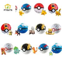 PTOUTS Vulpix Litten Rockruff Charmander ชุดของเล่นตัวแปรของเล่นเอลฟ์ปิกาจูลูกบอลโปเกบอลลูกบอลโปเกมอนภาพอนิเมะ