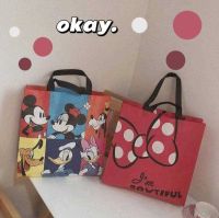 ส่งจากไทย กระเป๋าสะพายไหล่ MICKEY พร้อมส่ง ผ้ากระสอบเคลือบพลาสติกกันน้ำ ขนาด 41×35×12 cm