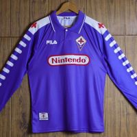 98-99ฟลอเรนซ์เสื้อกีฬา Ares Batistuta ชุดแขนยาวชุดเสื้อผ้าเล่นฟุตบอล Rui Costa