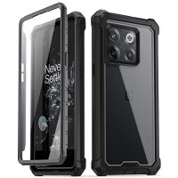 Poetic Guardian Series for OnePlus 10T Case, Full-Body Hybrid Shockproof Bumper Rugged Clear Bumper Cover with Built-in-Screen Protector, Black/Clear