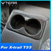 Vtear ฝาครอบที่รองแก้วด้านหลังรถยนต์สำหรับ Nissan X-Trail T33 2021-2022คาร์บอนตกแต่งภายในปกป้องอุปกรณ์สติกเกอร์ตกแต่ง