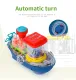 Auto Rotating Moving Fishing Boat Electric Flashing LED Light Sound Colorful Moving Gears Fun Educational Toy for Kids