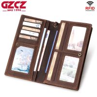 ZZOOI Long Purse Bag Wallet Business Mens Genuine Leather Wallet Luxury Brand Design Handy Vintage Male Wallet Zipper Large Capacity