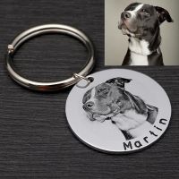 ♕◘❃ Personalized Dog Tag Custom Pet ID Tag with Photo Dog Collar Tag New Puppy Gift Dog Accessories Collar Decoration Cat Keyring