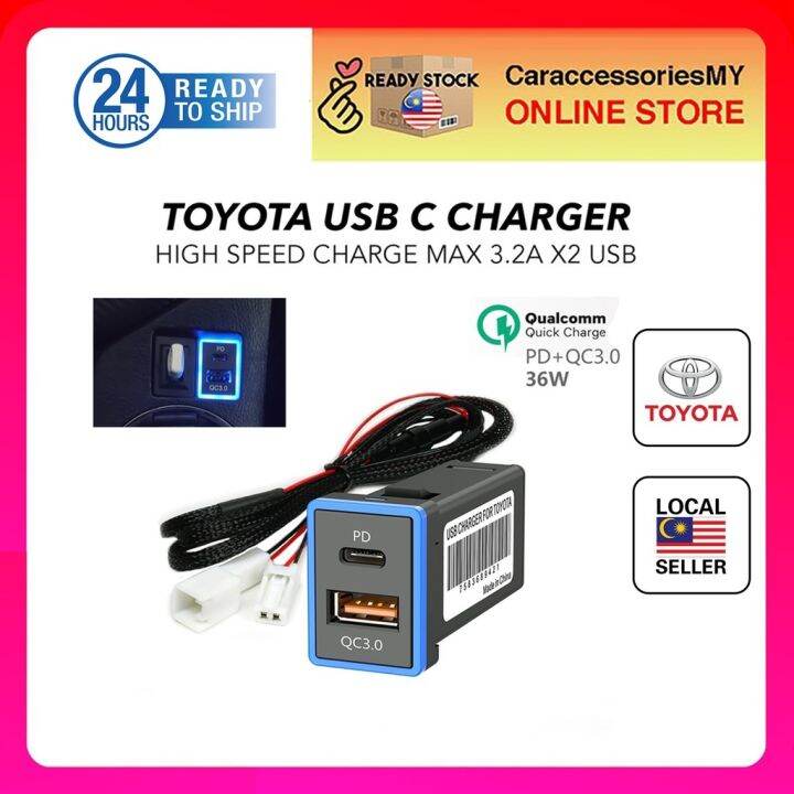 NEW QC3.0 Toyota Usb C port dual socket plug n play Quick Charge