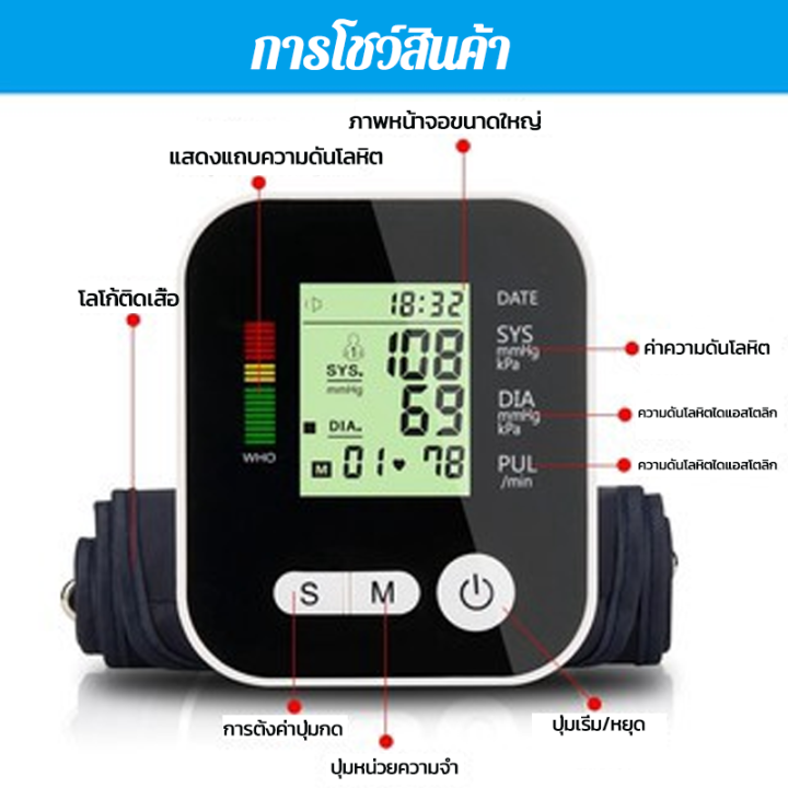 เครื่องวัดความดัน-รุ่นเดียวกับทางการแพทย์-ไฟแบ็คไลท์สามสี-มีเสียงแจ้งตลอดเวลา-ใช้งานง่าย-ที่วัดความดัน-เครื่องวัดคดัน-อุปกรณ์วัดความดัน-เครื่องวัดดัน-เครื่องวัดความดันโลหิต