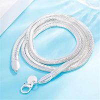 Hot Classic 6MM Flat Snake Bone Chain 925 Sterling Silver Necklace For Women Mens  Wedding Party Fashion Jewelry Charms Gifts