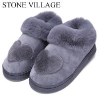 Cotton Women Slippers New Arrival Heart-Shaped Warm Plush Winter Fur Slippers Soft Indoor Shoes Flat With Home Slippers