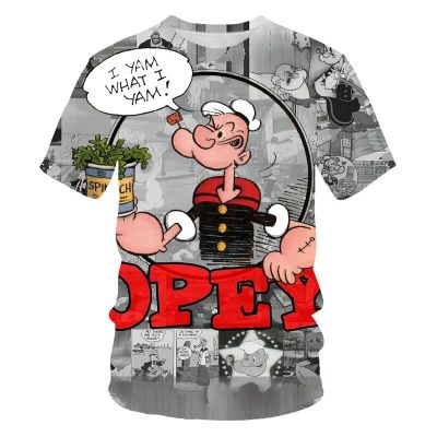 2021 ฤดูร้อนใหม่การ์ตูนอะนิเมะPopeye 3Dพิมพ์เสื้อยืดแฟชั่นStreetwear Unisex Casual ONeckเสื้อแขนสั้นTee