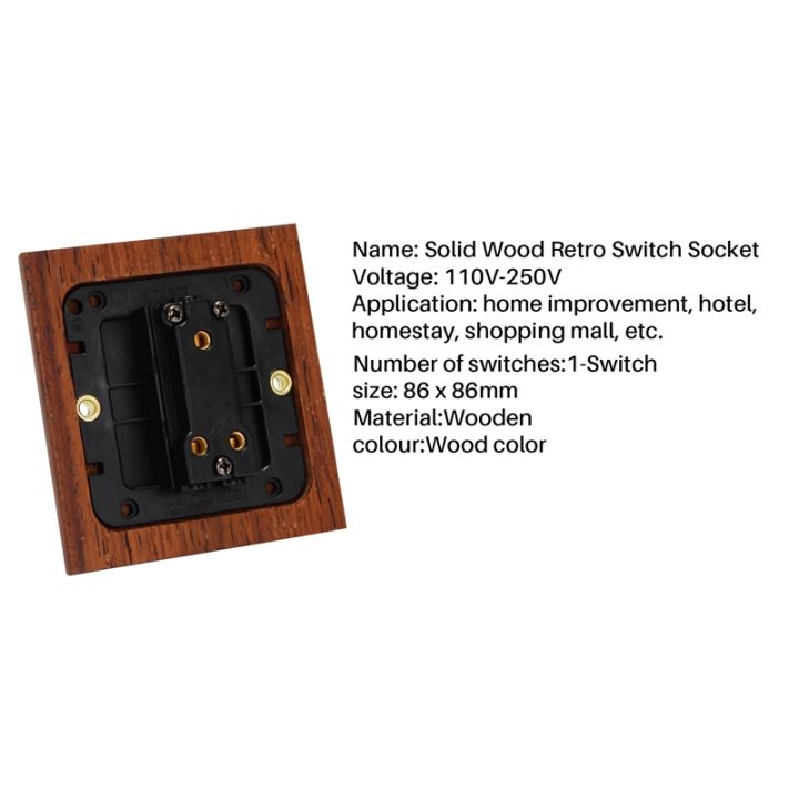 86-type-solid-wood-panel-switch-wall-light-retro-brass-toggle-switch-wood-grain-electrical-switch-socket