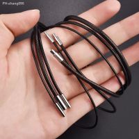 【DT】hot！ 45/50/60cm Black/Brown Leather Chain Necklace  Men Waxed Braid Rope Clasp Neck Pendant