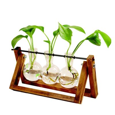 แจกันแก้วใสพืชไฮโดรโปนิกสุดสร้างสรรค์,แจกันกรอบไม้แจกันแก้วตกแต่งโต๊ะแจกันดอกไม้ประดิษฐ์ตกแต่งงานปาร์ตีพืชบอนไซ