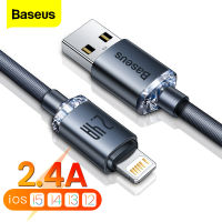 Baseus สาย USB สำหรับ iPhone,สายชาร์จโทรศัพท์มือถือสำหรับ iPhone 14 13 12 11 Pro Max X 8 7P 6S 2.4A ชาร์จเร็ว