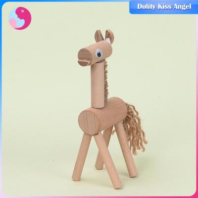 Dolity ของเล่นพัฒนาการเรียนรู้แบบทำมือของเล่นรูปสัตว์ไม้แบบทำมือสำหรับเด็กเล็กเด็กผู้หญิงโรงเรียนอนุบาลม้า