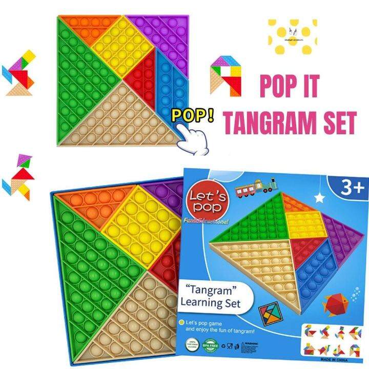 [SG Seller] Silicone Rainbow pop It Tangram Puzzles Big Push Bubble