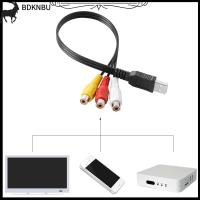 BDKNBU 30ซม. M/F USB 2.0 USB ตัวผู้กับ3-RCA ตัวเมียอะแดปเตอร์วิดีโอสาย AV สายแปลงสัญญาณ