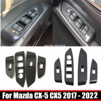 LHD RHD For Mazda CX-5 CX5 KF 2017-2022 2023 Interior ABS Carbon Fiber Window Lift Switch Cover Trim Inside Armrest Frame trim