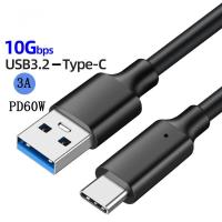 USB3.2 Gen2สายเคเบิล Type C 10Gbps USB USB สำหรับโอนย้ายข้อมูลประเภท C ถึง Type-C 3.2 USB SSD C สายเคเบิลฮาร์ดดิสก์ PD 60W 3A สายชาร์จชาร์จอย่างรวดเร็ว