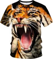 Mens Tiger Graphics T-Shirt Short Sleeve Digital 3D Print Crew Neck Shirts