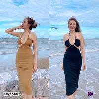 GN15603 **รบกวนสอบถามstockก่อนสั่งซื้อจ้า** เดรสรัดรูปเกาะอกผูกเชือกคอ Strapless dress with halter neckline