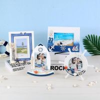 ♝◊♀ Mediterranean Style Photo Frame Creative Desktop Decoration Retro Wooden 4/5/6/ 7 Inch Home Decor for Gift