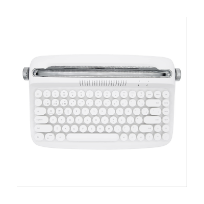 1 Piece Wireless Typewriter Keyboard Retro Bluetooth Keyboard USB Mechanical Keycaps for Desktop PC/Laptop White