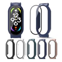 ♨ กระจกนิรภัย 2in1 เคสนาฬิกา PC สำหรับ Xiaomi Band 7 Smartwatch สำหรับ MI Band7 ป้องกันหน้าจอกันน้ำฝาครอบเคสป้องกัน