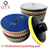 ▦ 11pcs 4 inch 100mm Diamond Polishing Pads Kit Wet/Dry for Granite Stone Concrete Marble Polishing Use Grinding Discs Set