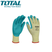 TOTAL ถุงมือผ้าเคลือบยาง รุ่น TSP13101 ( Latex Glove ) ผลิตจากผ้าฝ่ายทอผสมโพลีเอสเตอร์ เกรด A