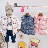 Fashion Warm Baby Girls Puffer Coat Vest Ruffle Sleeved Light Weight Child Pink Waistcoat Cotton Pad Children Outerwear 1-6Years