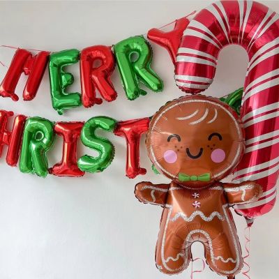 New Reindeer Gingerbread Man Cane Candy Merry Christmas Balloons Xmas Home Party Decor Red Green Latex Globos Inflate Toys Ball Fishing Reels