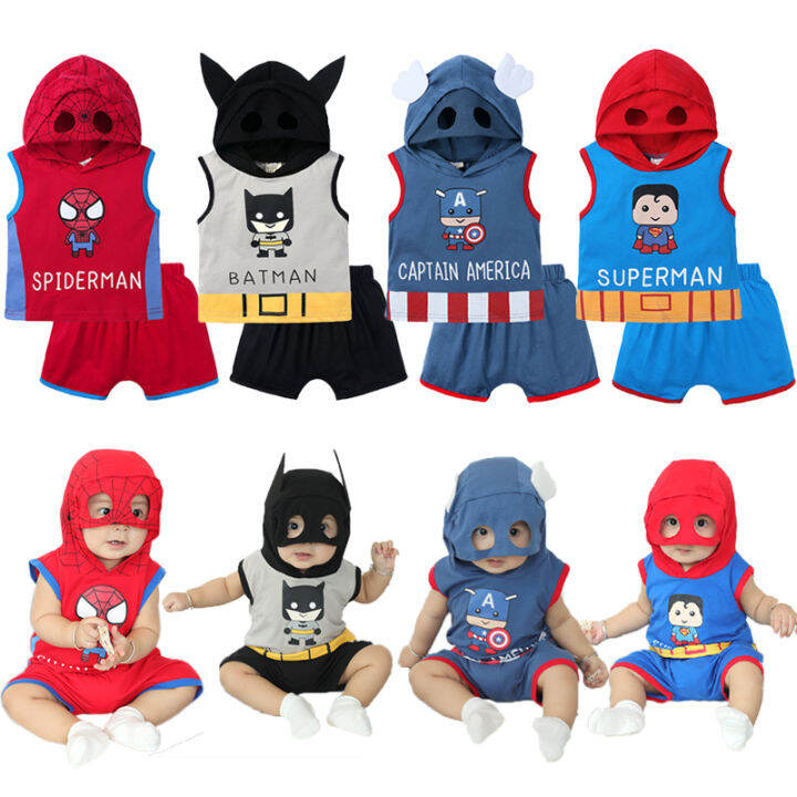 Newborn Baby Superhero Costume Cute Cartoon Hooded Sleepwear Birthday