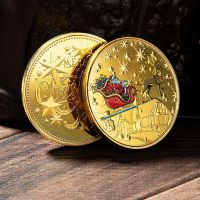 Caryfp Claus Wishing Coin Collectible Gold Plated Souvenir Commemorative