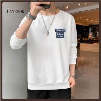 UAYESOK-Mens Sweater Trendy round Neck Student Sweater Youth Handsome Long Sleeve Pullover T-shirt Men