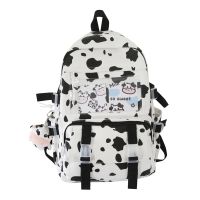 EnoPella Fashion Women Canvas Backpack Bookbag Lady Travel Mochila Cute Cow Printing Female Rucksack for College Girl School Bag