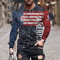 [In stock] 2023 design 3D Soaring Eagle Graphic Print Men Long Sleeve O-neck T-Shirt Animal  T-Shirts Oversized    Flag High Street TShirt，Contact the seller for personalized customization of the name