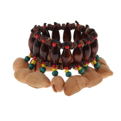 ‘【；】 N Drum Nutshell Handbell Colorful Hand Chain Bracelet Natural Nut Shell Percussion Musical Instrument Children Toys