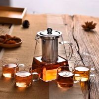 Kung Fu Tea Sets Heat Resistant Glass Teapot With Stainless Steel Infuser Heated Container Tea Pots Clear Kettle Square Filter