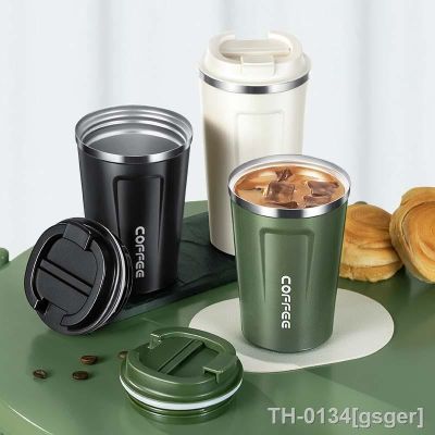 ✽❍✟ gsger Copo de café reutilizável aço inoxidável Caneca térmica com tampa Vacuum Bottle Cup Outdoor portátil 380 510ml