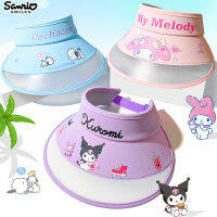 Sanrio อะนิเมะ Kuromi Pochacco Melody เด็กถังหมวกเด็กครีมกันแดดกลางแจ้งหมวกหมวกด้านบนที่ว่างเปล่าชายหญิงชายหาดหมวกเด็กของขวัญ