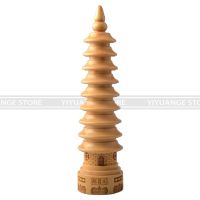 Chinese Feng Shui 3D Model Peach Wood Wenchang Pagoda Tower Statue Souvenir Gift Home Decoration Handicraft