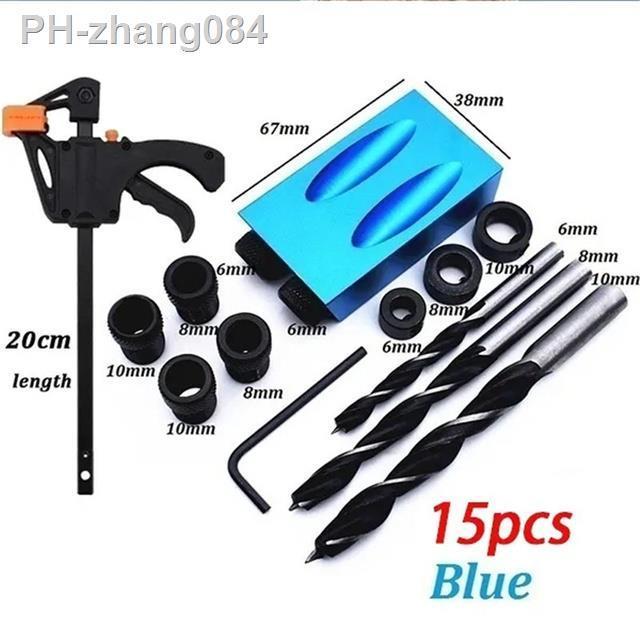 new-7-14-15pcs-pocket-hole-screw-jig-15-degrees-dowel-drill-joinery-kit-carpenters-wood-woodwork-guides-joint-angle-locator-tool