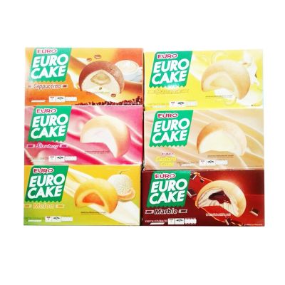 EURO CAKE ยูโร่ พัฟเค้ก สอดไส้ครีมรสคัสตาร์ด 17 G แพ็ค 12 ชิ้น 204 กรัม 🔥 ชิ้นใหญ่ 🔥
