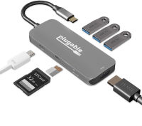 Plugable USB C Hub Multiport Adapter, 7-in-1 Hub Compatible with MacBook Pro, Windows, Chromebook, Dell XPS, Thunderbolt 3 and More (4K HDMI, 3 USB 3.0, SD &amp; microSD Card Reader, 87W Charging)