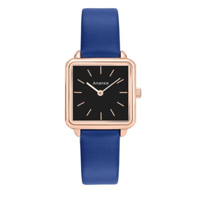 Ananke นาฬิกาข้อมือแฟชั่นสำหรับผู้หญิงทรงสี่เหลี่ยม,สายหนังนาฬิกาควอตซ์แบบเรียบง่ายเนื้อบางนาฬิกาผู้หญิง AN25ผู้หญิง