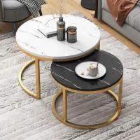 ? 【COD】Coffee table modern โต๊ะกลมกลาง โต้ะกาแฟ โต๊ะกลางโซฟา โต๊ะรับแขกอเนกประสงค์ ลายหินอ่อน แข็งแรง ผลิตจากหินอ่อน โครงเหล็ก