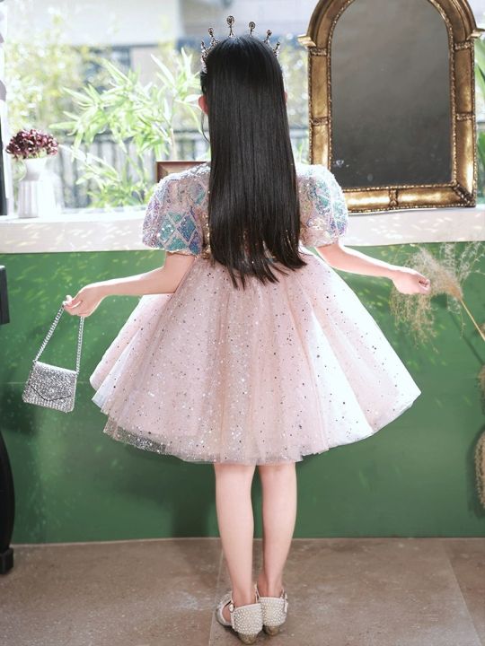 ชุดเด็กชุดเจ้าหญิง-2023-ใหม่สาวงานเลี้ยงวันเกิดกระโปรงพิธีกรนางแบบเด็กแคทวอล์คชุดเปียโน